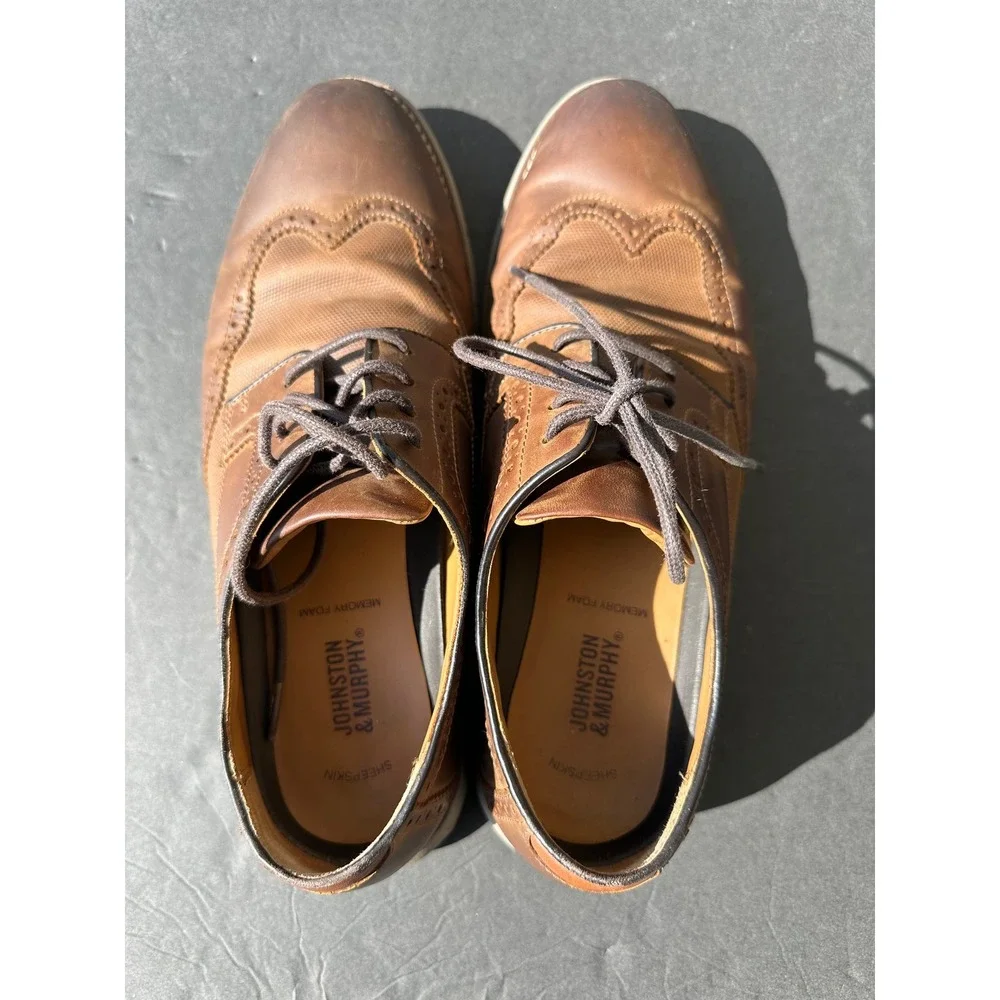 Johnston & Murphy McGuffey Wingtip Oxford Brown Leather Shoes 20-4820 Men's‎ 9M